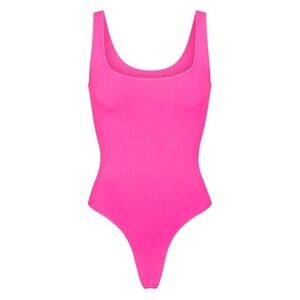 NWT Skims Pink Highlighter Scoop Neck Tank Bodysuit Size S/M